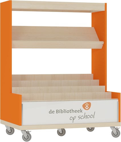 Foxis KDV browser boekenkast enkelzijdig - B900 x D600 x H1176 mm - ahorn-oranje