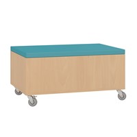 Foxis opbergpoef - B900 x D600 x H440 mm - beuken-turqouise blauw