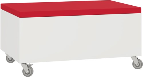 Foxis opbergpoef - B900 x D600 x H440 mm - wit-rood