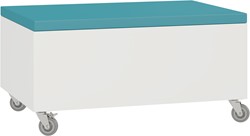 Foxis opbergpoef - B900 x D600 x H440 mm - wit-turqouise blauw