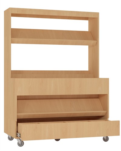 Foxis makkelijk lezen plein XL met lade - B1200 x D600 x H1660 mm - beuken