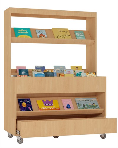 Foxis makkelijk lezen plein XL met lade - B1200 x D600 x H1660 mm - beuken-2