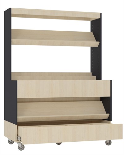 Foxis makkelijk lezen plein XL met lade - B1200 x D600 x H1660 mm - ahorn-antracietgrijs