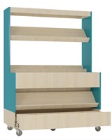Place de lecture facile Foxis XL avec tiroir B1200 x P600 x H1660 mm - Érable-bleu turquoise