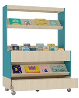 Place de lecture facile Foxis XL avec tiroir B1200 x P600 x H1660 mm - Érable-bleu turquoise-2
