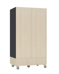 Bibliothèque verrouillable Foxis double face L900 x P600 x H1660 mm - érable gris anthracite