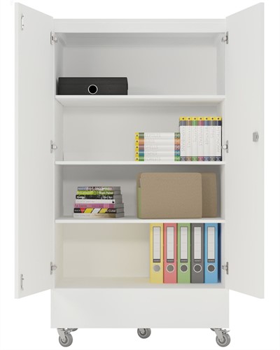 Bibliothèque verrouillable Foxis double face L900 x P600 x H1660 mm - érable gris anthracite-3