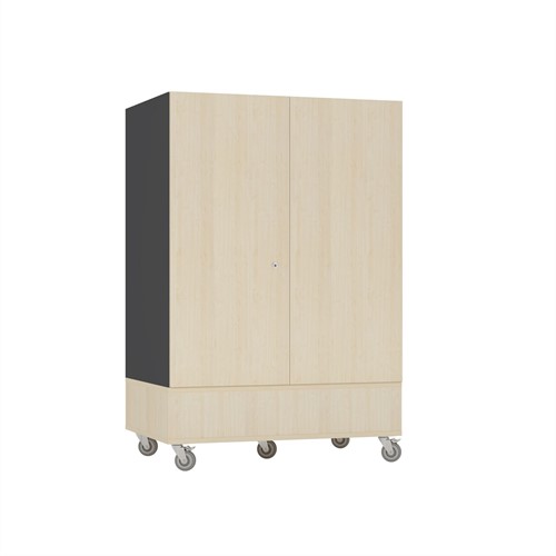 Foxis Junior afsluitbare spellenkast enkelzijdig - B900 x D600 x H1340 mm - ahorn-antracietgrijs