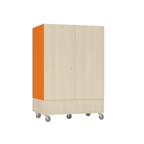 Foxis Junior afsluitbare spellenkast enkelzijdig - B900 x D600 x H1340 mm - ahorn-oranje