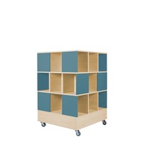 Foxis 33 kubuskast 3 niveaus - B900 x D900 x H1320 mm - ahorn-turquoise blauw