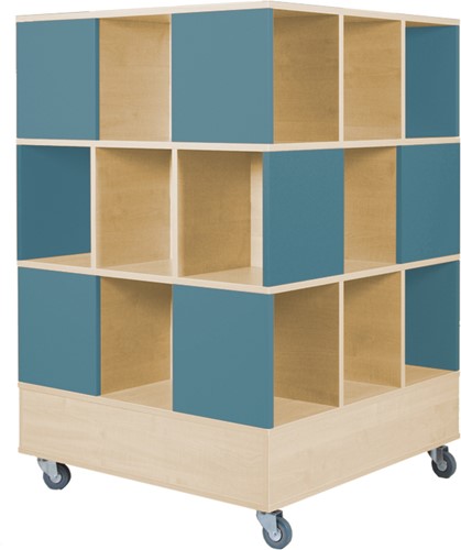 Foxis 33 kubuskast 3 niveaus - B900 x D900 x H1320 mm - ahorn-turquoise blauw