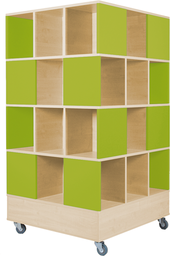 Foxis 33 kubuskast 4 niveaus - B900 x D900 x H1660 mm - ahorn-avocadogroen