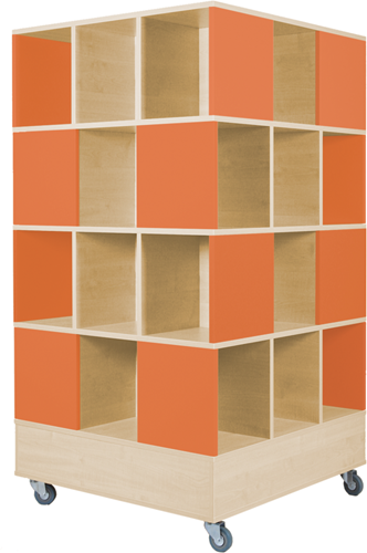 Foxis 33 kubuskast 4 niveaus - B900 x D900 x H1660 mm - ahorn-oranje