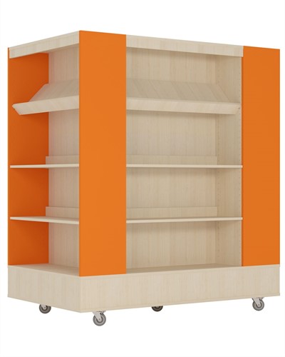 Bibliothèque Foxis Island 4 faces XL - L 900 x P 1500 x H 1660 mm - érable orange