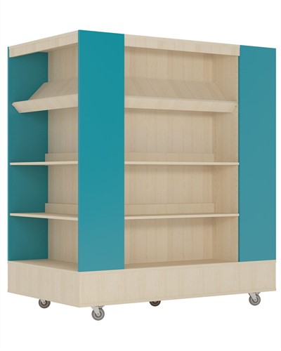 Foxis Island boekenkast 4-zijdig XL - B900 x D1500 x H1660 mm - ahorn-turquoise blauw