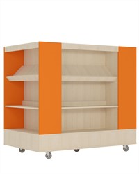 Bibliothèque Foxis Island XL 4 faces - L 900 x P 1500 x H 1340 mm - érable orange