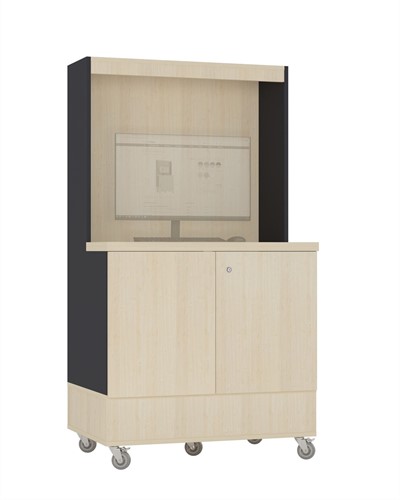 Foxis uitleenbalie hoog - B900 x D600 x H1660 mm - ahorn-antracietgrijs