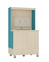 Bureau de prêt surélevé Foxis B900 x P600 x H1660 mm - Érable-bleu turquoise