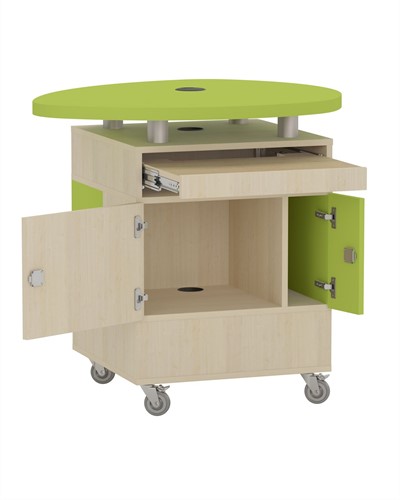 Foxis uitleenbalie plectrum B600 - top Ø950 x D600 x H900 mm - ahorn-avocadogroen-2