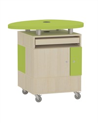 Foxis uitleenbalie plectrum B600 - top Ø950 x D600 x H900 mm - ahorn-avocadogroen