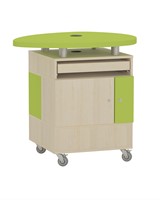 Foxis uitleenbalie plectrum B600 - top Ø950 x D600 x H900 mm - ahorn-avocadogroen