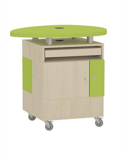 Foxis uitleenbalie plectrum B600 - top Ø950 x D600 x H900 mm - ahorn-avocadogroen