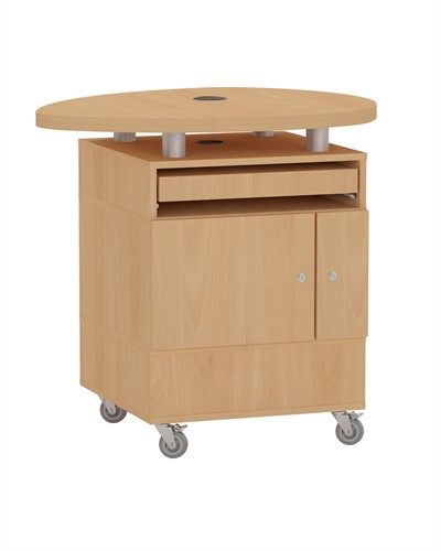 Foxis uitleenbalie plectrum B600 - top Ø950 x D600 x H900 mm - beuken