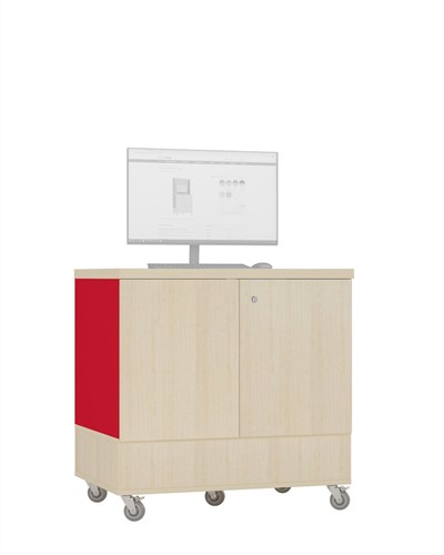 Foxis uitleenbalie tafelmodel - B900 x D600 x H900 mm - ahorn-rood