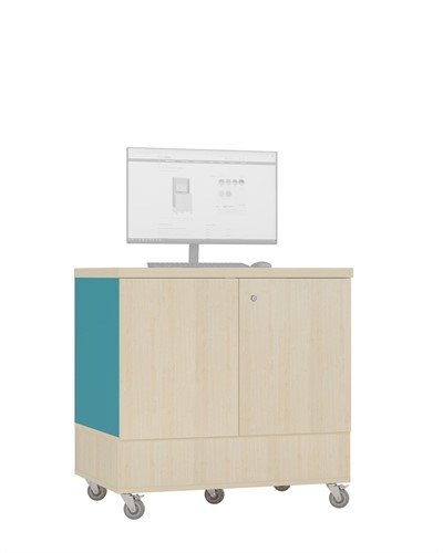 Bureau de prêt modèle table Foxis B900 x P600 x H900 mm - Érable-bleu turquoise