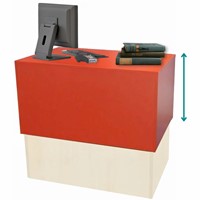 Foxis uitleenbalie verstelbaar B1379 x D770 x H1198 mm - ahorn-rood