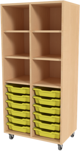 Storix Armoire à tiroirs/compartiment L1 érable, B710 x H1458 x D465 mm - tiroirs jaune