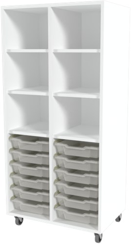 Storix Armoire à tiroirs/compartiment L1 blanc. B710 x H1458 x D465 mm - tiroirs transparent