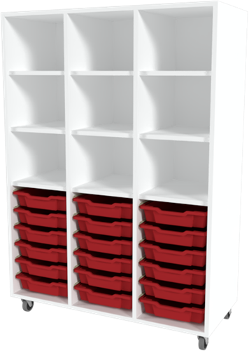 Storix Armoire à tiroirs/compartiment L1 blanc, B1050 x H1458 x D465 mm - tiroirs rouge