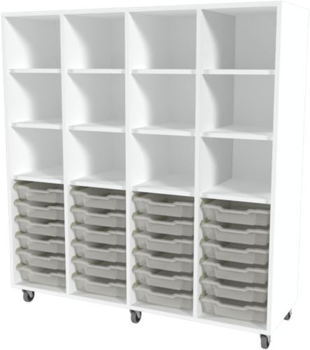 Storix Armoire à tiroirs/compartiment L1 blanc. B1390 x H1458 x D465 mm - tiroirs transparent