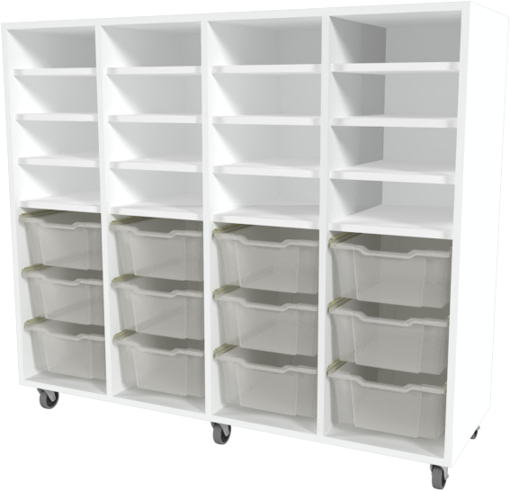 Storix Armoire Combi L7 blanc. B1390xH1200xD465 tiroirs transparent