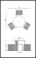 Octopus ronde picknick tafel met 3 stoelen-2