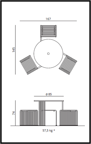 Octopus ronde picknick tafel met 3 stoelen-2
