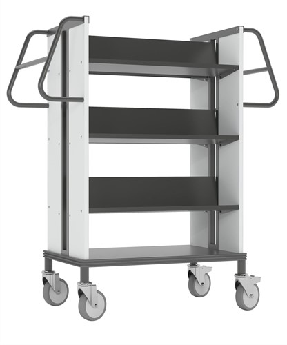 Boekenwagen StaalQar Grafietgrijs/wit, 6x legger staal