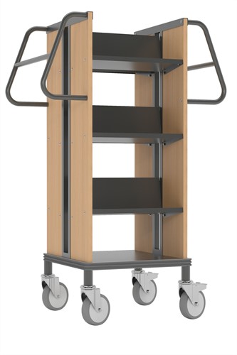 Boekenwagen Kompak StaalQar Grafietgrijs/beuken, 6x legger staal