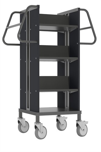Chariot à livres Kompak SteelQar Graphite gris/gris anthracite 6x étagère en acier