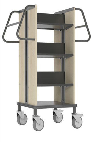 Boekenwagen Kompak StaalQar Grafietgrijs/ahorn, 6x legger staal