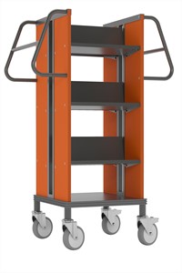 Boekenwagen Kompak StaalQar Grafietgrijs/oranje, 6x legger staal