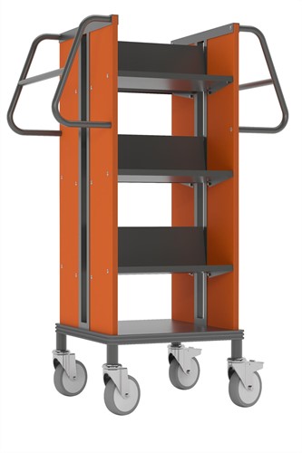 Boekenwagen Kompak StaalQar Grafietgrijs/oranje, 6x legger staal