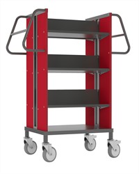 Chariot à livre Medium SteelQar Graphite gris/rouge, 6x couche d’acier