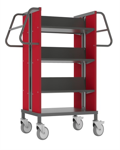 Chariot à livre Medium SteelQar Graphite gris/rouge, 6x couche d’acier