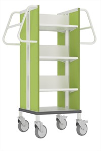 Boekenwagen Kompak StaalQar wit RAL9016/avocadogroen, 6x legger staal