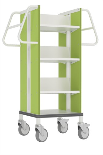 Boekenwagen Kompak StaalQar wit RAL9016/avocadogroen, 6x legger staal