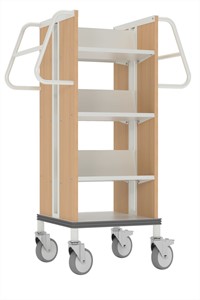 Boekenwagen Kompak StaalQar wit RAL9016/beuken, 6x legger staal