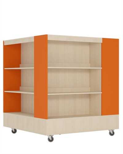 Bibliothèque Foxis Island 4 faces XXL - L1200 x P1200 x H1340 mm - érable rouge
