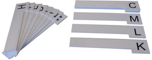 Alfabetbord L-vorm, wit, set van 23 stuks